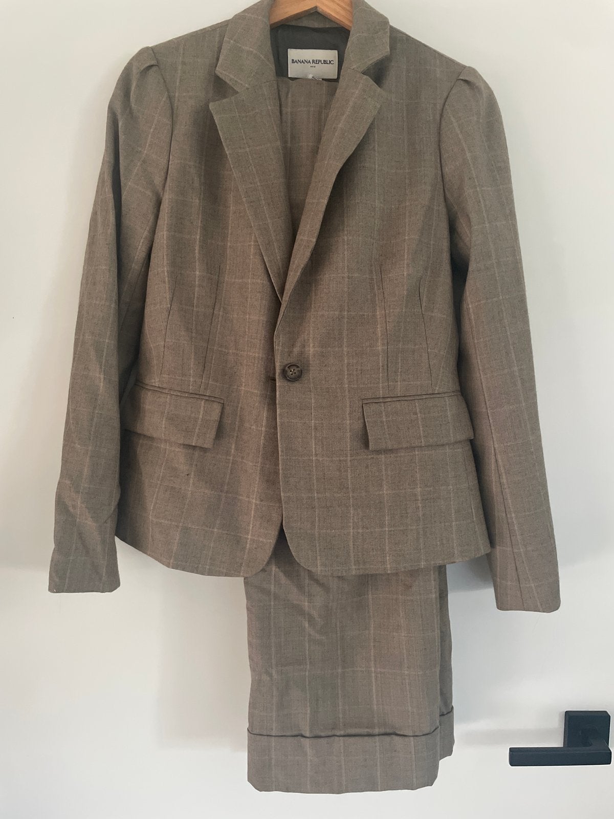 Banana Republic geruit pak - dames maat 34/36, Kostuum of Pak, Bruin, Ophalen of Verzenden, Zo goed als nieuw