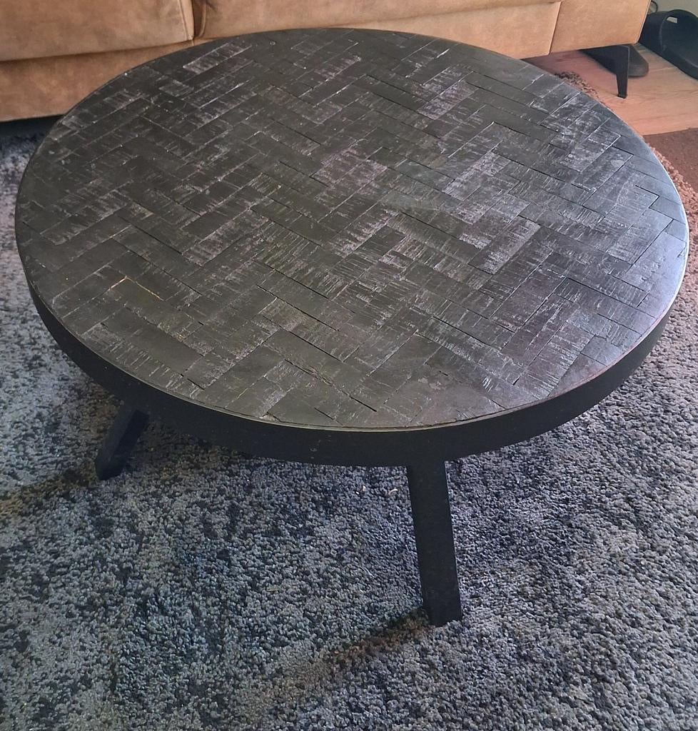 Ronde mango houten salontafel., Huis en Inrichting, Tafels | Salontafels, Ophalen, Gebruikt, 100 tot 150 cm, Rond