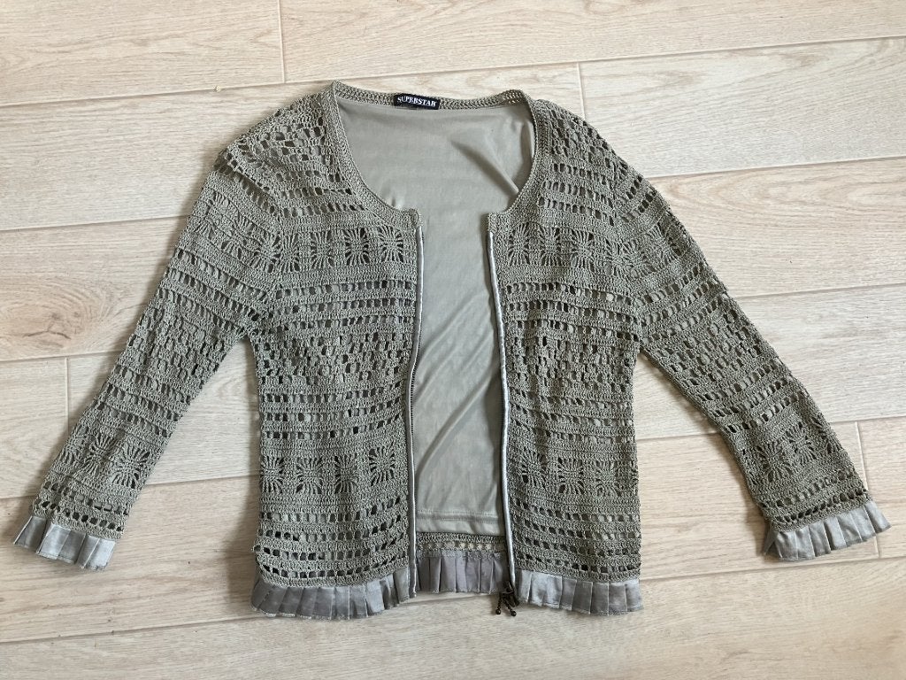 Kort vestje met driekwart mouwen superstar maat m, Maat 38/40 (M), Ophalen of Verzenden, Grijs, Gedragen