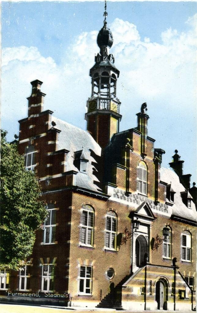 Purmerend, Stadhuis - niet gelopen, Ophalen of Verzenden, 1940 tot 1960, Ongelopen, Noord-Holland