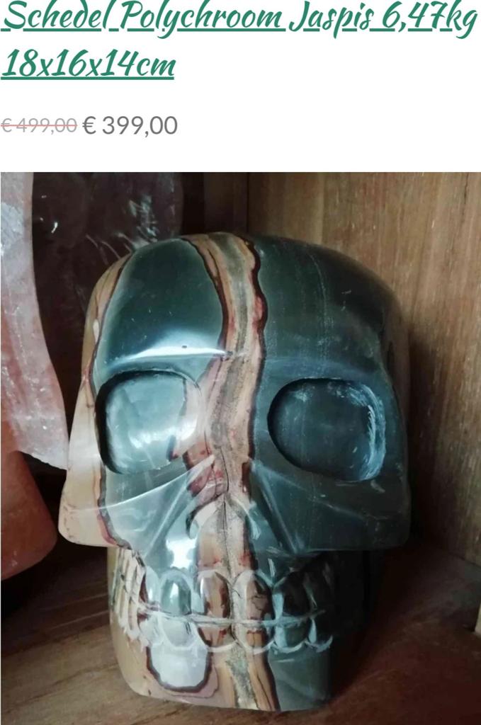 Polychroom jaspis schedel skull 6,47kg 17*16*14cm, Ophalen of Verzenden, Mineraal