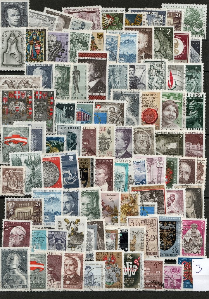 90 zegels Oostenrijk blad 3, Ophalen of Verzenden, Gestempeld