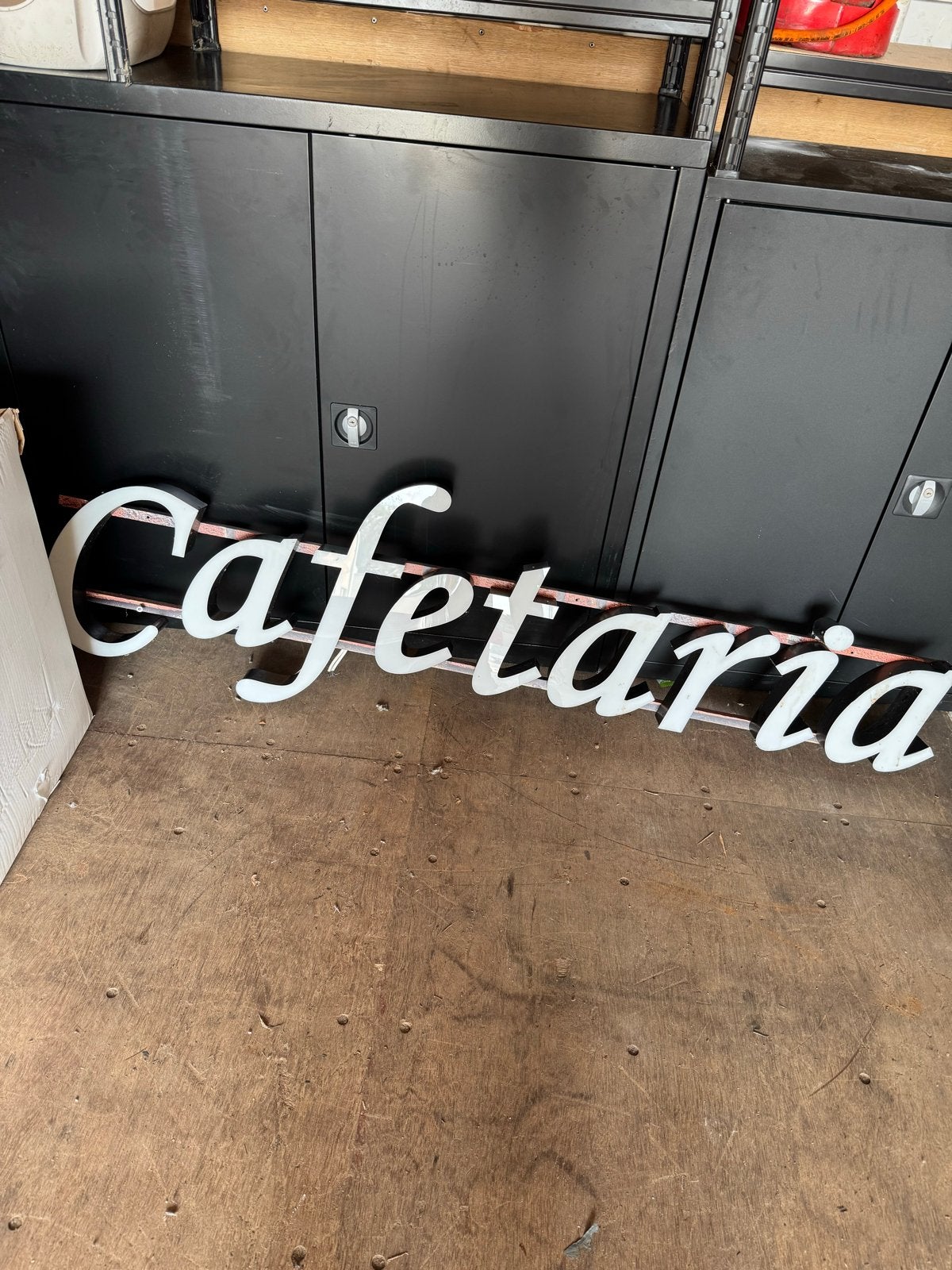 Cafetaria lichtbord - "Cafetaria" letters, Ophalen, Gebruikt, Lichtbak of (neon) lamp