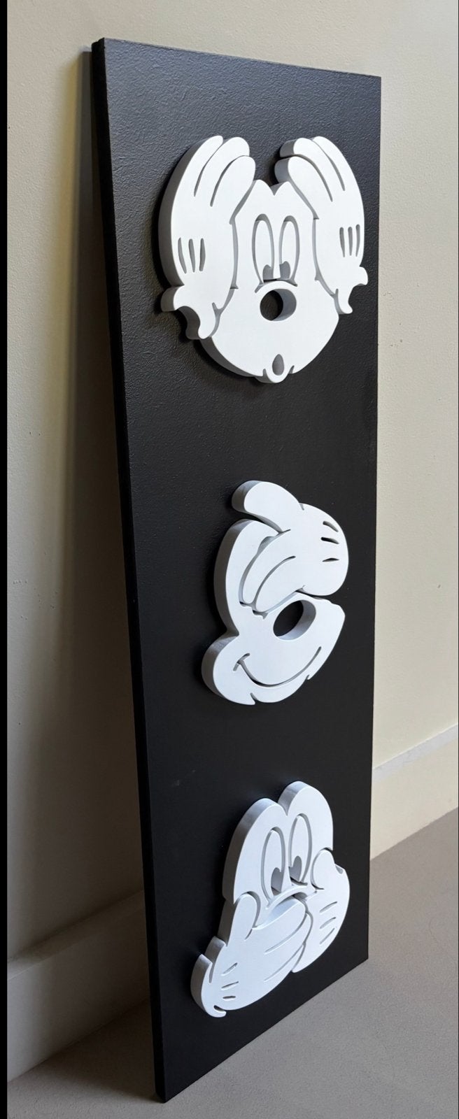 Mickey Mouse MDF Kunst Wanddecoratie - Horen, Zien, Zwijgen, Overige onderwerpen, Handgemaakt, Wanddecoratie, Hout