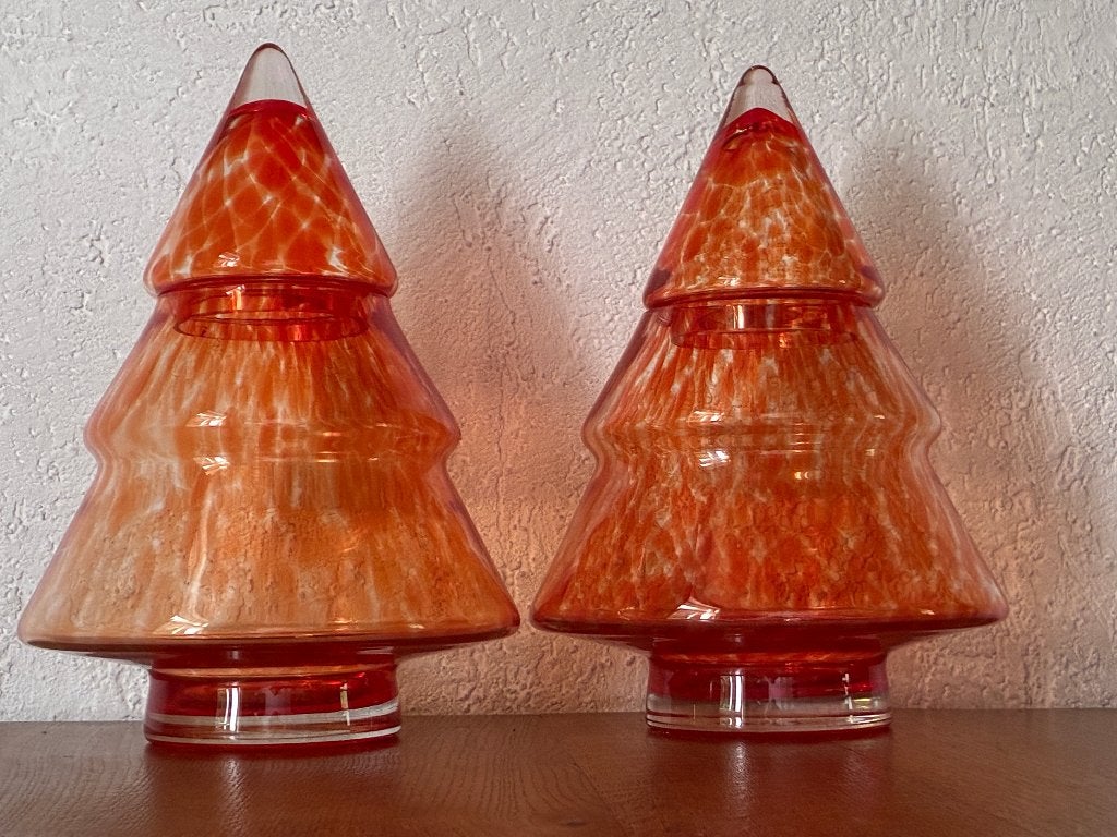2x Glazen oranje voorraadpot kerstmis kerstboom - 40 cm hoog, Ophalen, Zo goed als nieuw