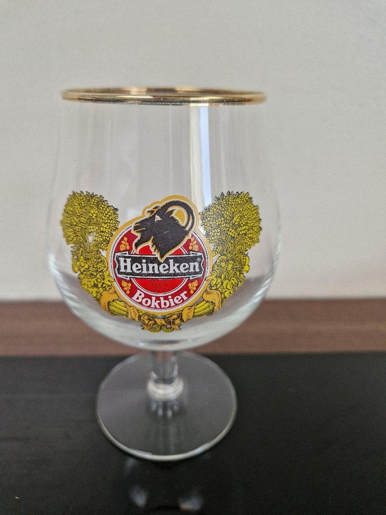 Heineken glas met voet Bokbier, Verzamelen, Ophalen of Verzenden, Zo goed als nieuw, Glas of Glazen, Heineken