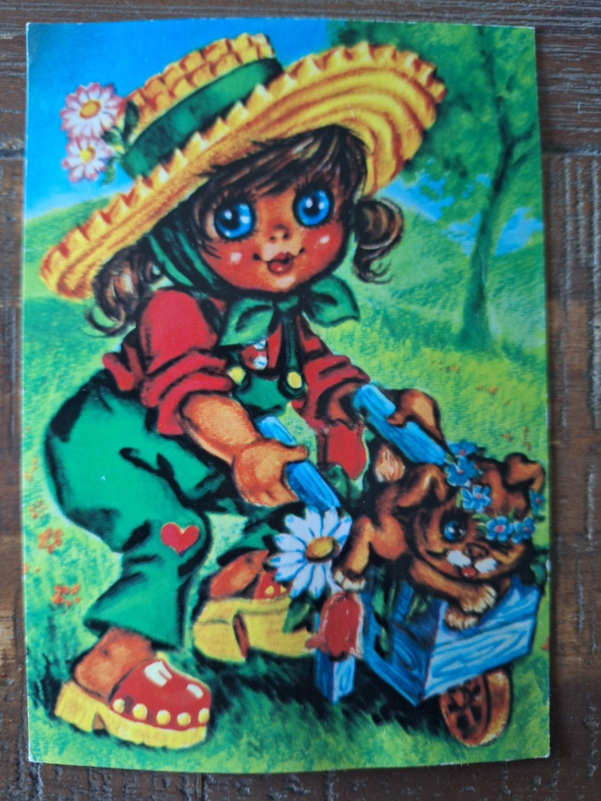 vintage Kinderkaart - big eyes stijl, Ophalen of Verzenden, 1980 tot heden, Gelopen, Kinderen