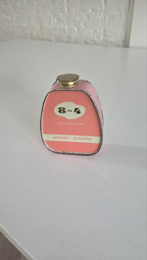 Vintage 8x4 Deodorant Poeder Busje - Roze Retro Design, Verzamelen, Ophalen of Verzenden, Gebruikt