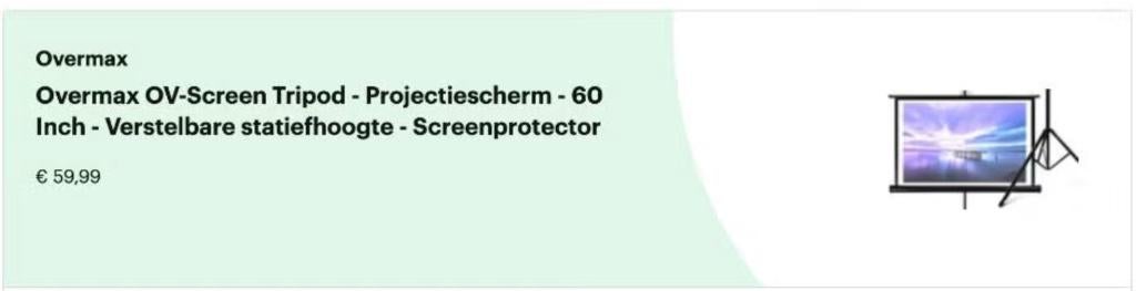Projectiescherm - 60 Inch - Verstelbare Statiefhoogte, Ophalen, Projectiescherm, LED, Nieuw