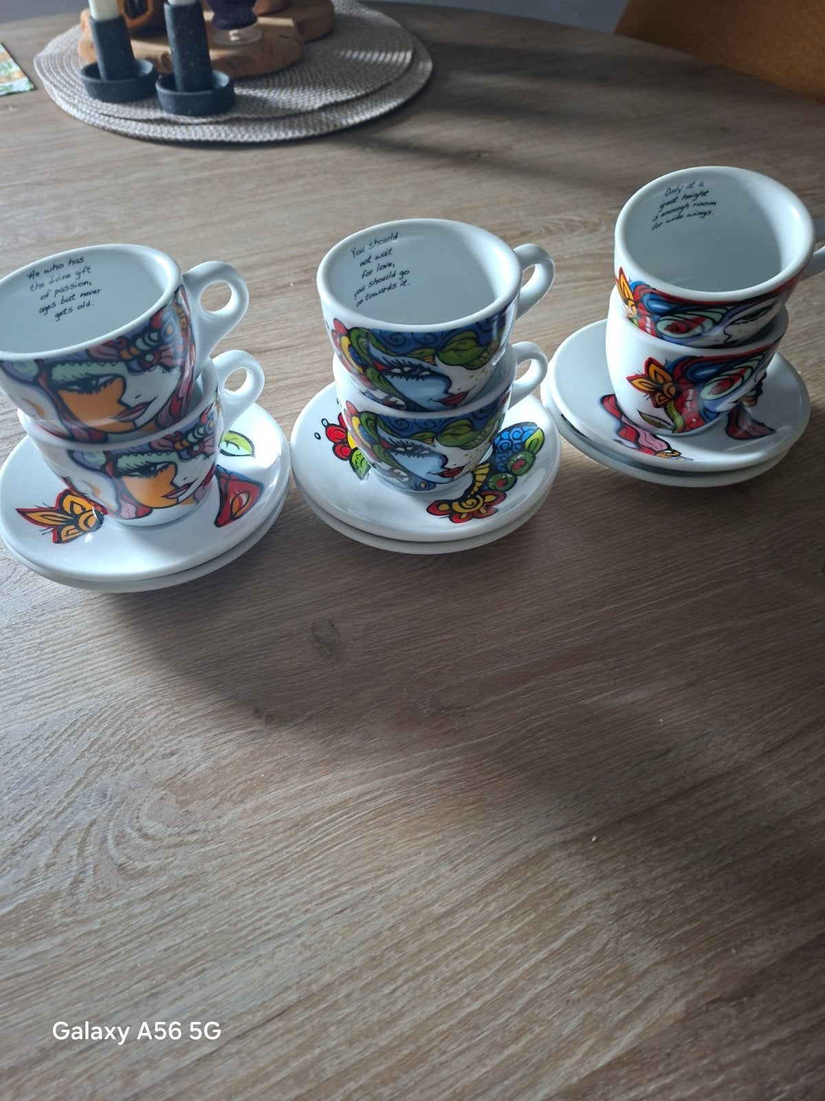 Josien Broeren Koffiekopjes met Schotels - Set van 6, Ophalen