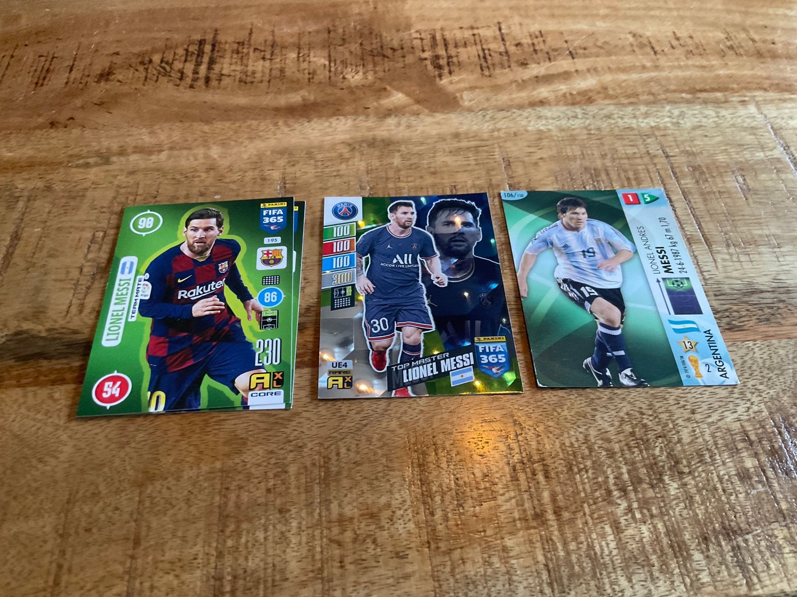 Panini voetbal Lionel Messi 4x 1 x dubbel, Ophalen of Verzenden, Zo goed als nieuw, Buitenlandse clubs, Poster, Plaatje of Sticker