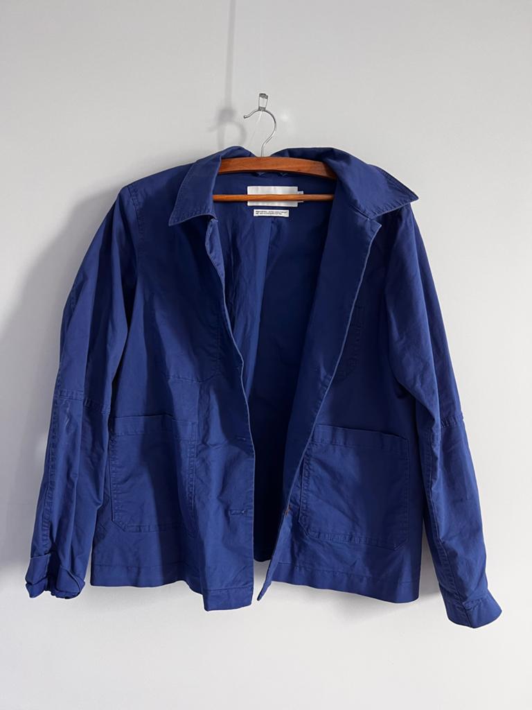 Pima cotton Closed button up jacket w. embroidered back M, Ophalen of Verzenden, Zo goed als nieuw, Maat 38/40 (M), Blauw