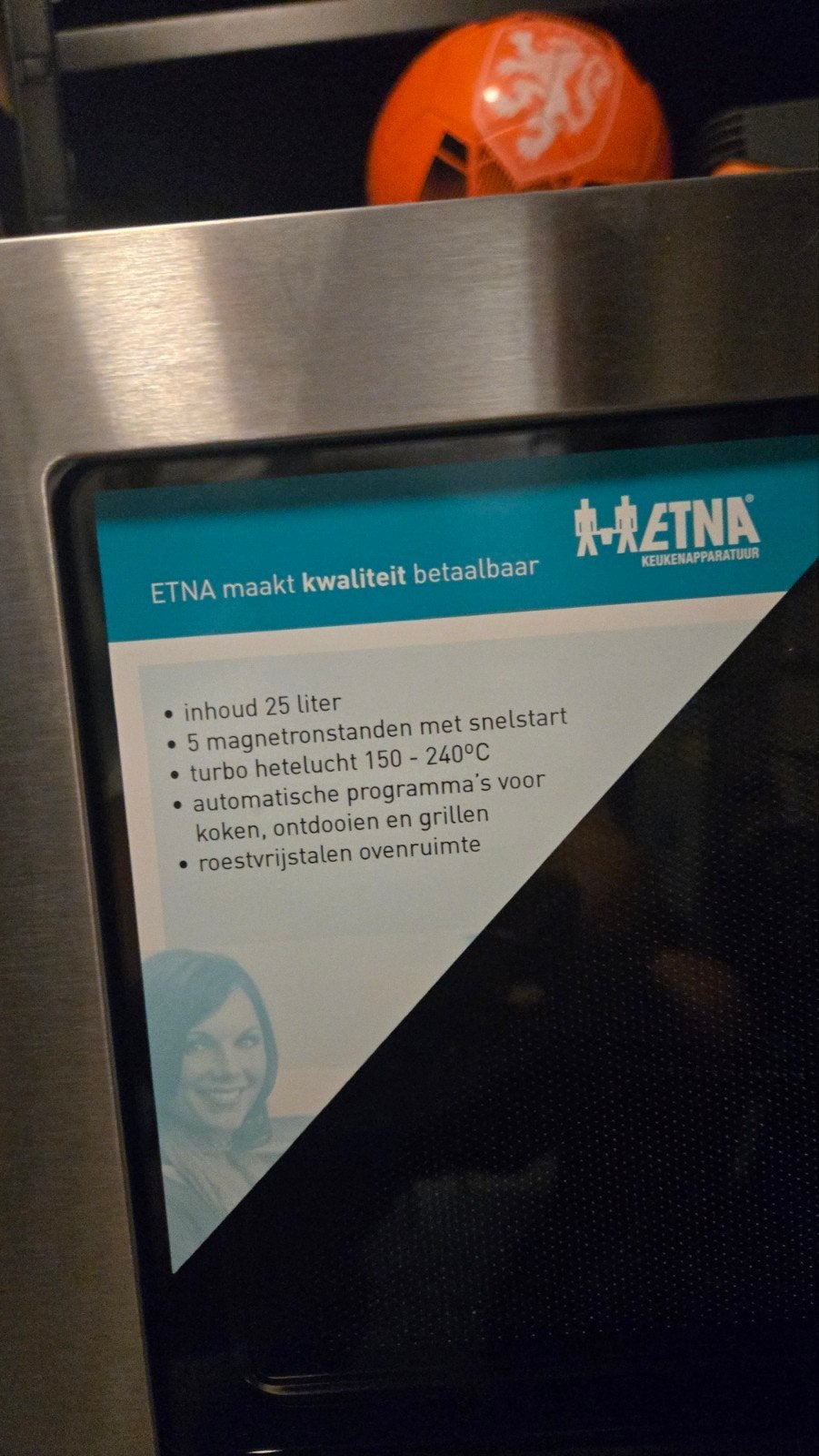 Nieuw! ETNA ECM243RVS Combimagnetron – RVS – 25 Liter – Nooi, Witgoed en Apparatuur, Magnetrons, Ophalen, Nieuw, Grill, Draaiplateau