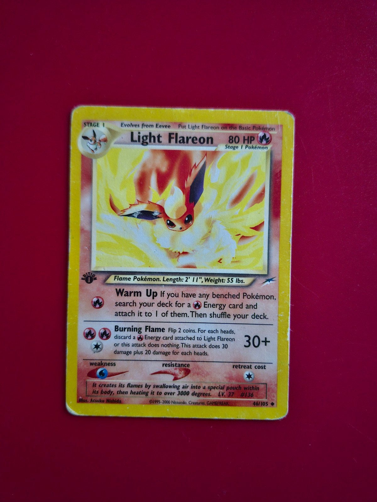 Light Flareon [1st Edition] #46 Neo Destiny Pokémon Kaart, Ophalen of Verzenden, Gebruikt, Losse kaart