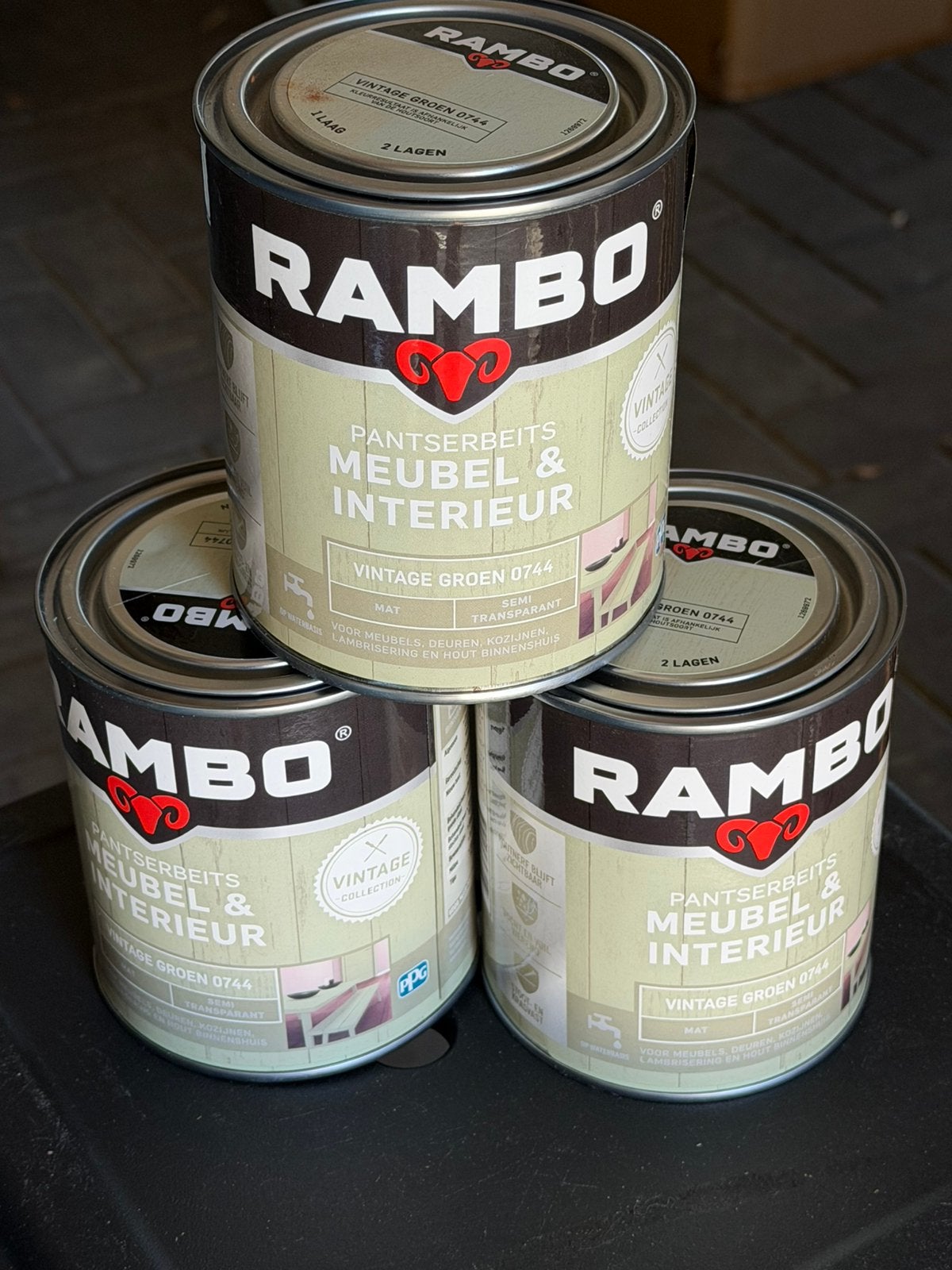 Rambo Pantserbeits Meubel & Interieur Mat - Vintage Groen, Ophalen, Zo goed als nieuw