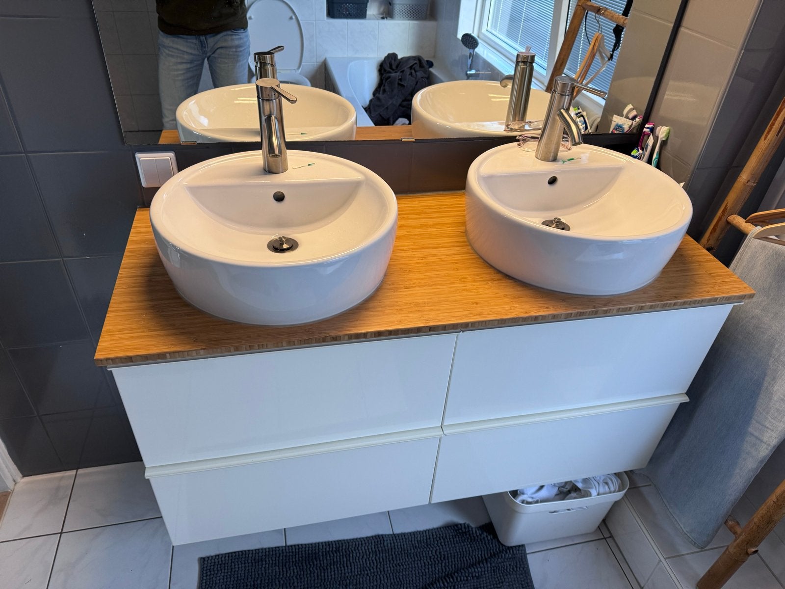 IKEA GODMORGON badkamermeubel 120 cm – bamboe blad, Ophalen, Gebruikt, 100 tot 150 cm, Wastafelkast