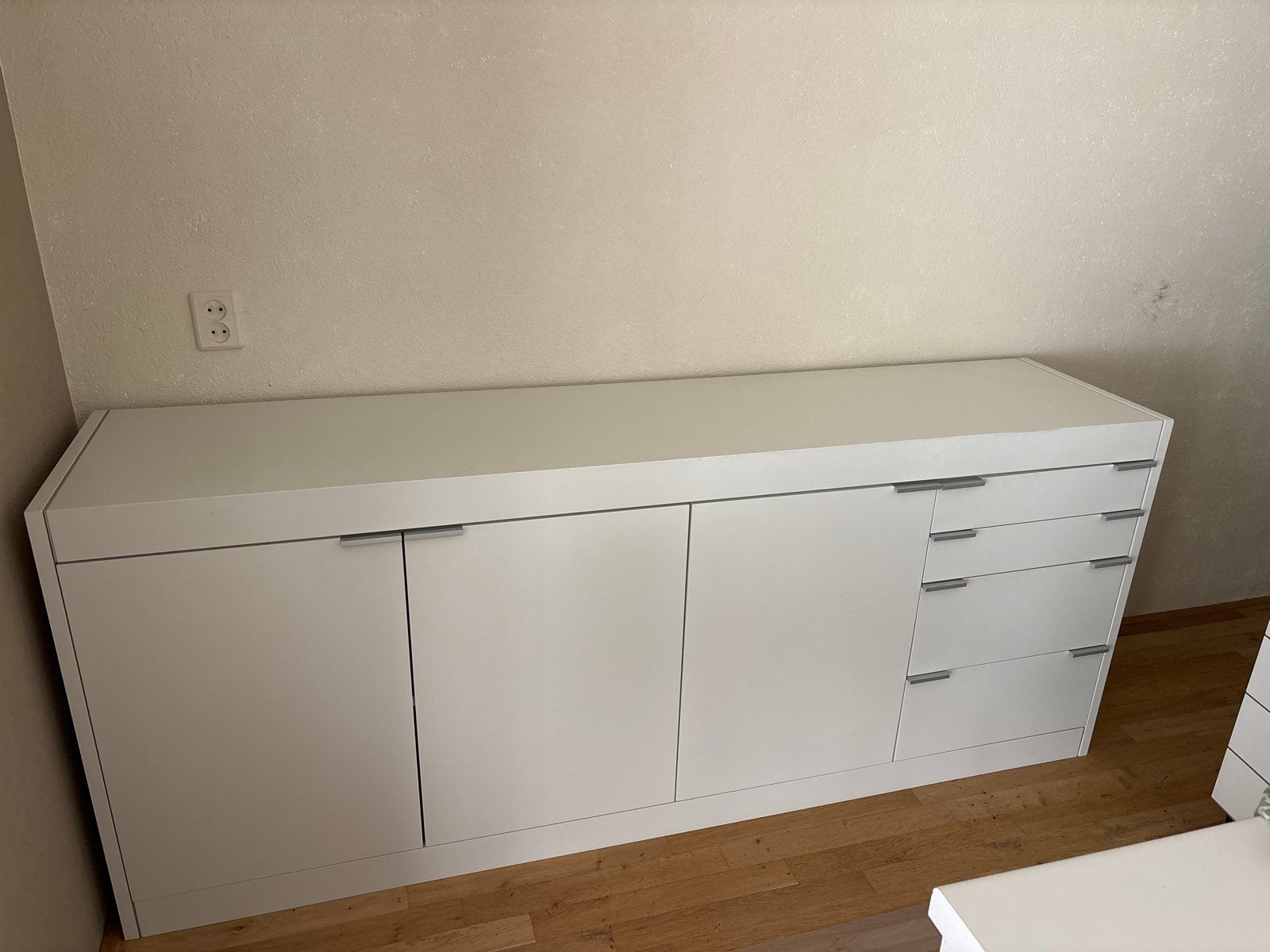 Witte dressoir/kast met lades en deuren - evt passend bureau, Ophalen, Overige materialen, 150 tot 200 cm, Zo goed als nieuw