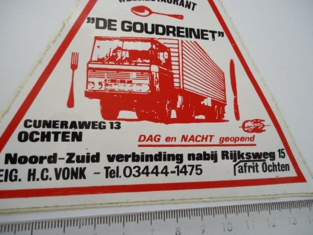 sticker oud Daf truck stop wegrestaurant GOUDREINET ochten, Verzenden, Zo goed als nieuw, Bedrijf of Vereniging