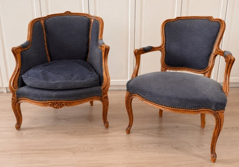 antieke stoel en fauteuil Louis XV-stijl bergère, Ophalen