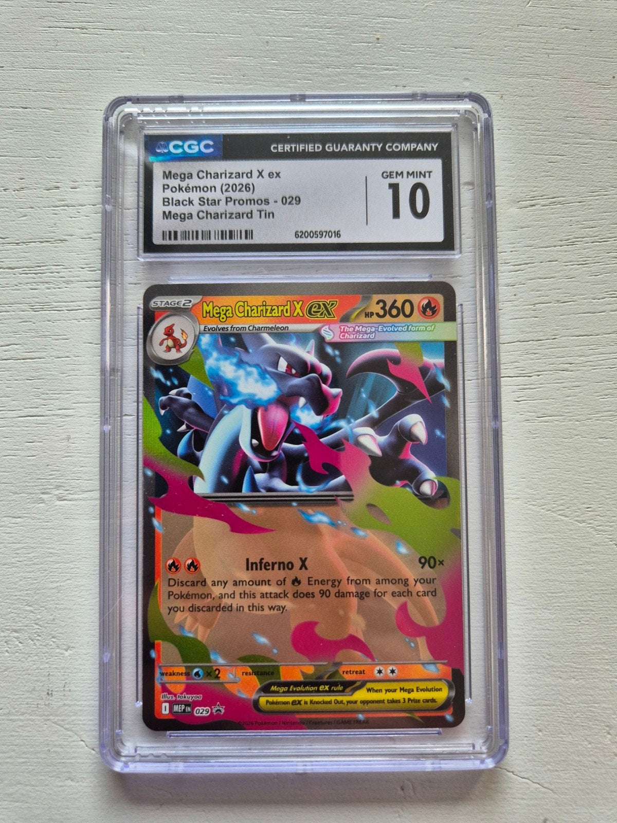 Mega Charizard X EX (2026) Black Star Promos - 029 CGC 10, Hobby en Vrije tijd, Ophalen of Verzenden, Nieuw, Losse kaart, Foil