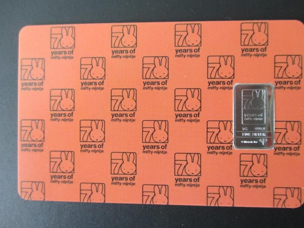 Coincard Nijntje 70 jaar met 1 gram zilverbaar 2025, Setje, Koningin Beatrix, Zilver, Overige waardes