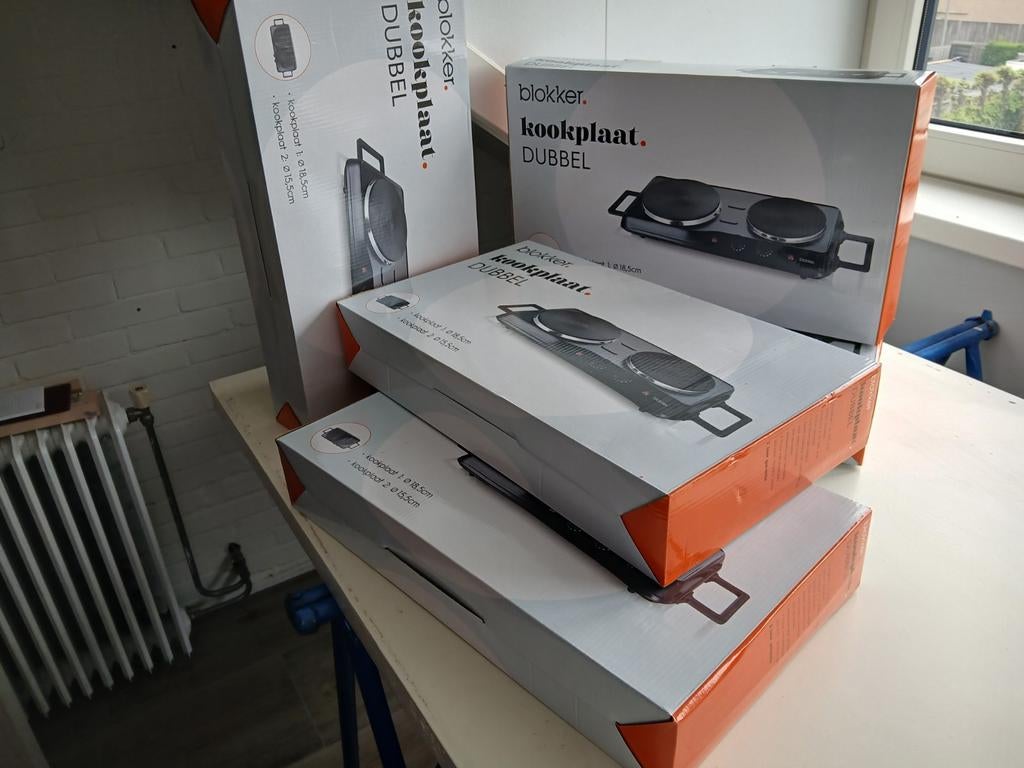 Blokker Dubbele Kookplaat - Nieuw in doos, Ophalen, Nieuw, 3 kookzones of minder, Vrijstaand