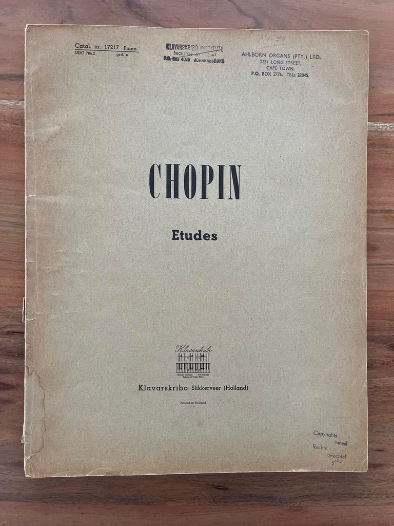 Chopin: 18 Etudes - (Klavarskribo), Gebruikt, Klassiek, Ophalen of Verzenden, Artiest of Componist