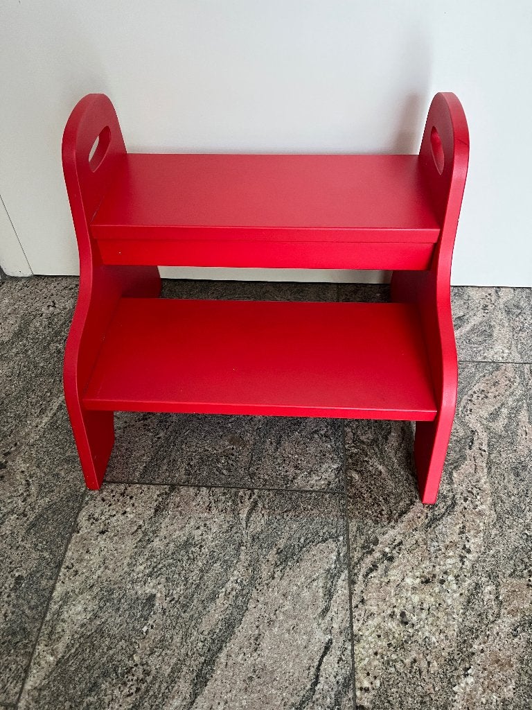 IKEA – Trogen trapje/kruk voor kind rood, Ophalen, Gebruikt, Hout