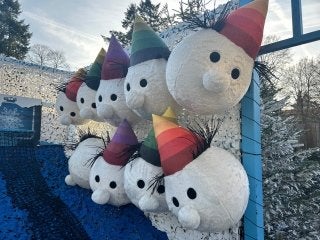 Twee grote knuffel bal Pjotr Jokie Efteling, Ophalen, Gebruikt, Gebruiksvoorwerp