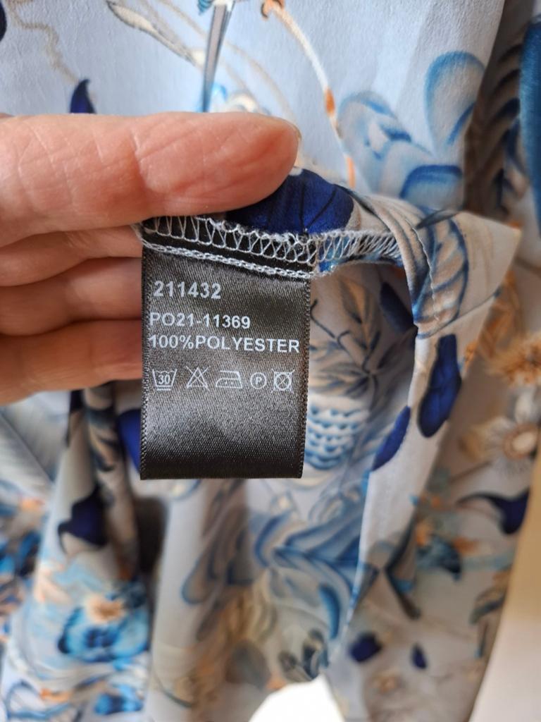 Norah blouse met tropische print - Maat 46, Blauw, Maat 46/48 (XL) of groter, Ophalen of Verzenden, Zo goed als nieuw