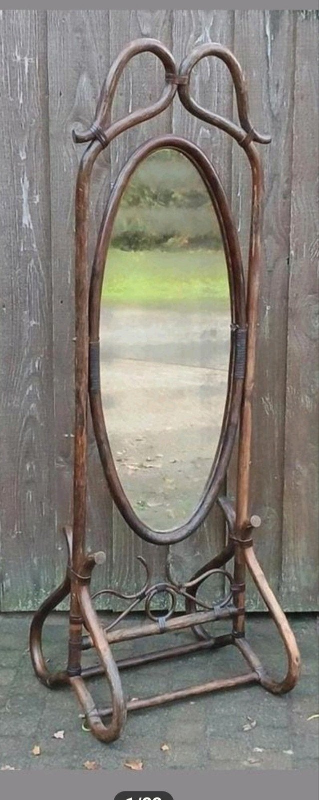 Vintage staande spiegel van bamboe/rotan, jaren '60, Ophalen of Verzenden