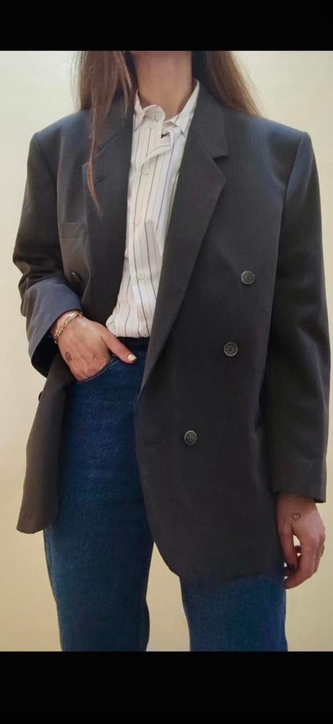 Vintage blazer - grijs - dubbele knopen - Ferratti, Ophalen of Verzenden, Zo goed als nieuw, Grijs