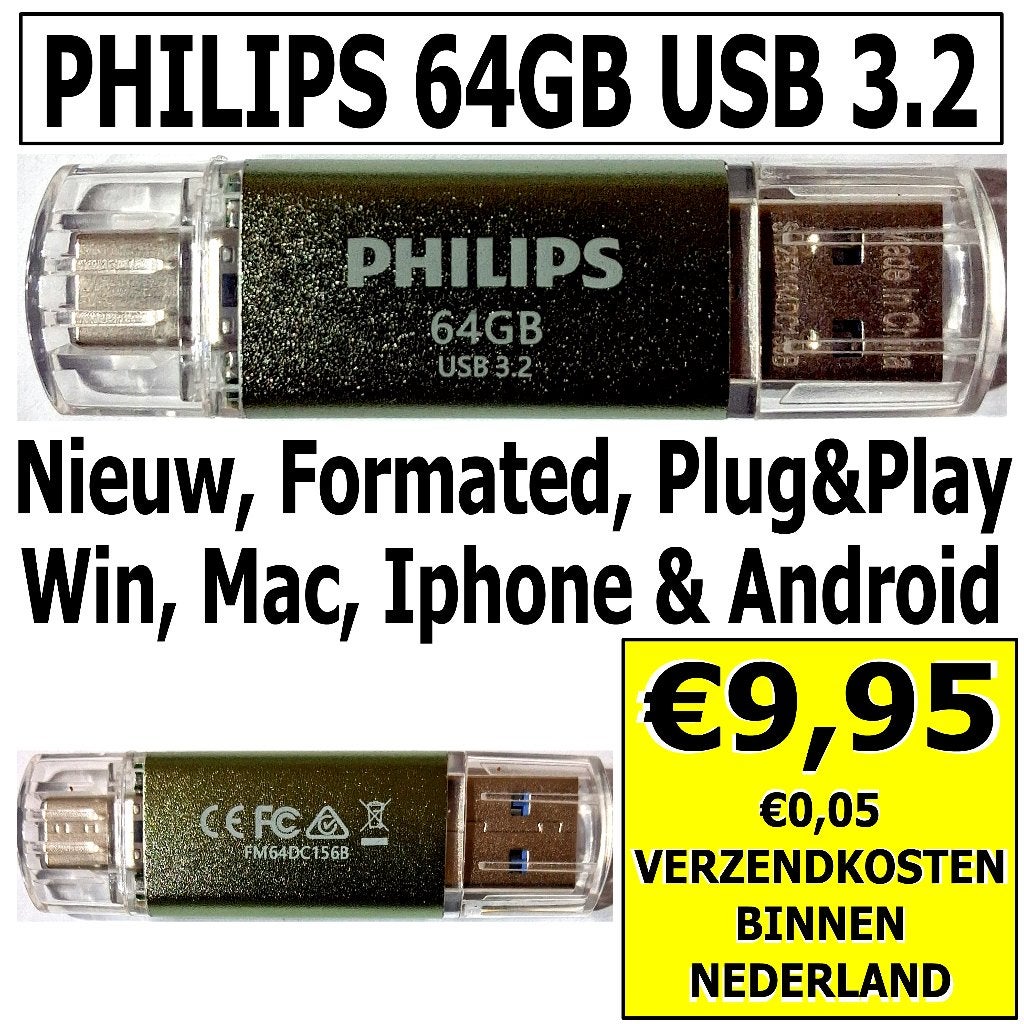 USB Stick 64GB, Ophalen of Verzenden, Nieuw, Philips, 64 GB