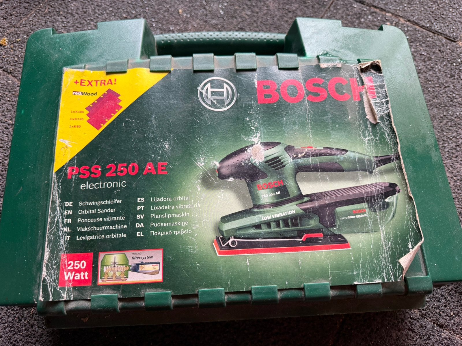 Vlakschuurmachine Bosch op snoer. PSS 250 AE, Ophalen, Gebruikt, Minder dan 600 watt, Vlakschuurmachine