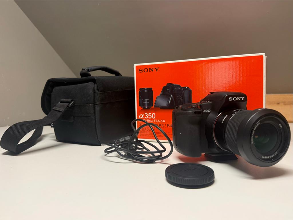 Sony A350 DSLR-A350K spiegelreflexcamera met tas, Ophalen of Verzenden, Gebruikt, Spiegelreflex, Sony