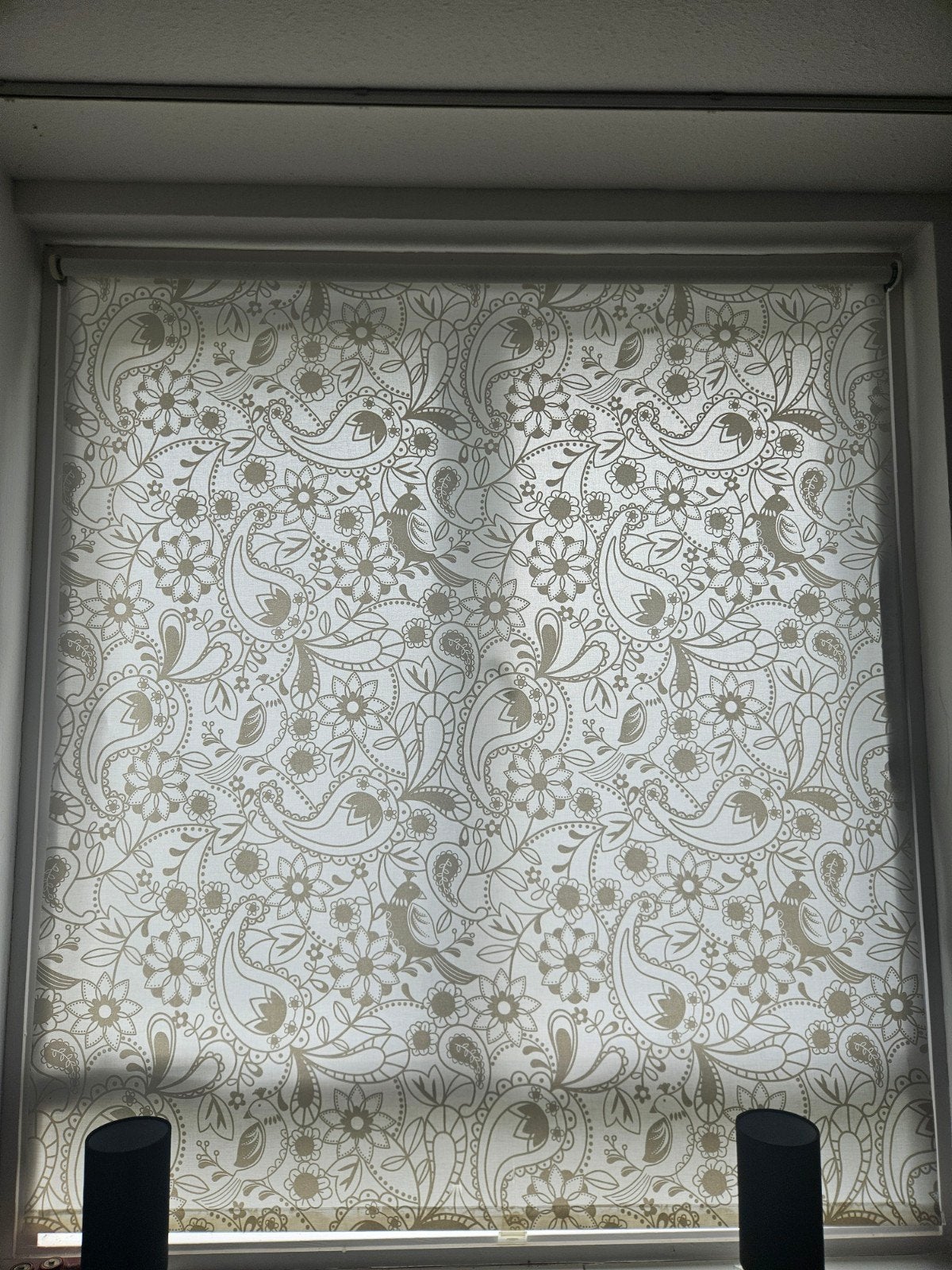 Rolgordijn met vogel- en bloemenpatroon, Ophalen of Verzenden, Zo goed als nieuw, Beige