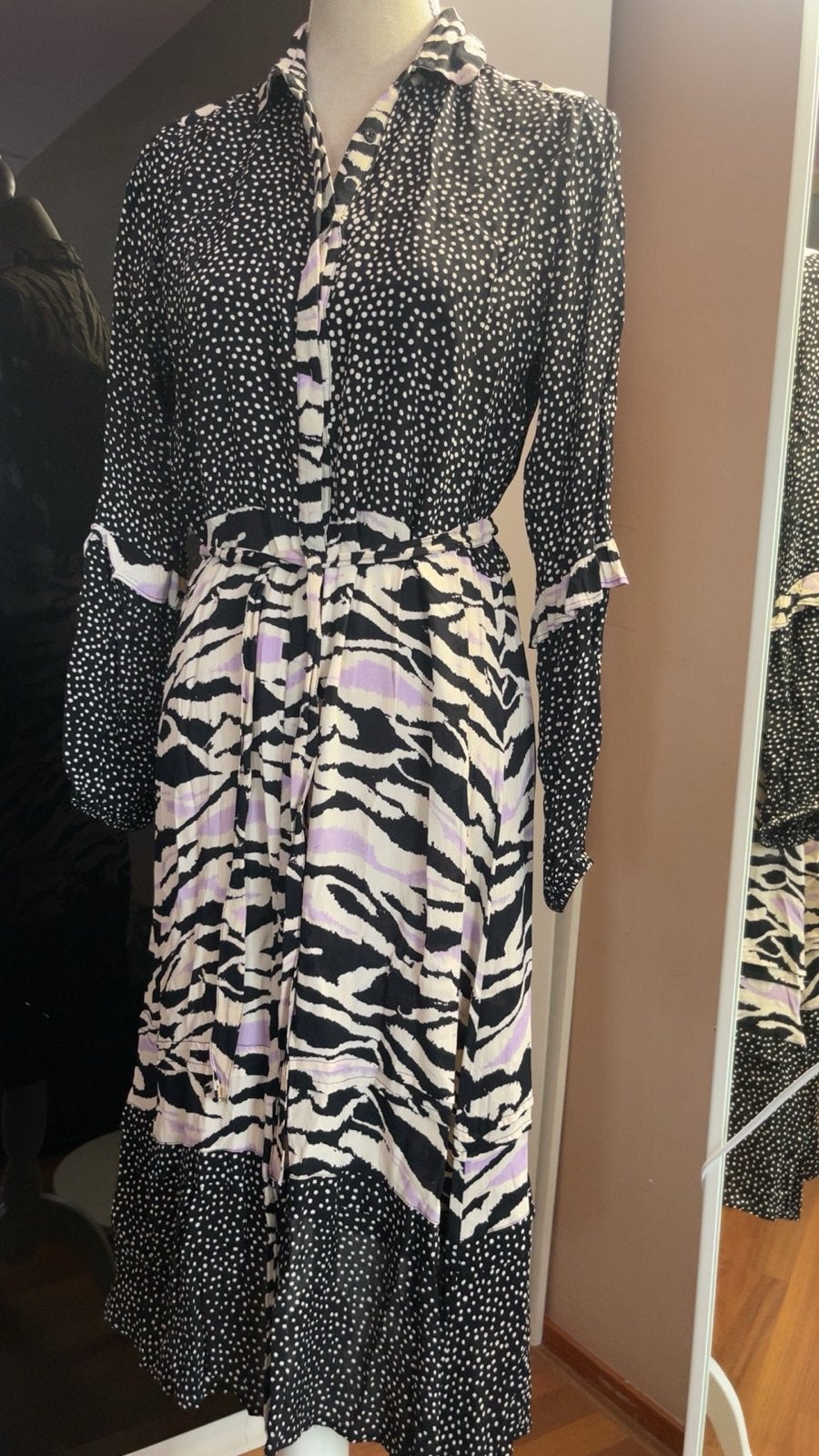 Eksept Jurk met Zebra- en Polkadotprint, Kleding | Dames, Zwart, Zo goed als nieuw, Onder de knie, Ophalen