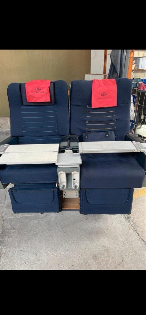 KLM Vliegtuigstoelen - Unieke Set voor Thuis of Kantoor, Gebruikt, Twee, Blauw, Ophalen of Verzenden