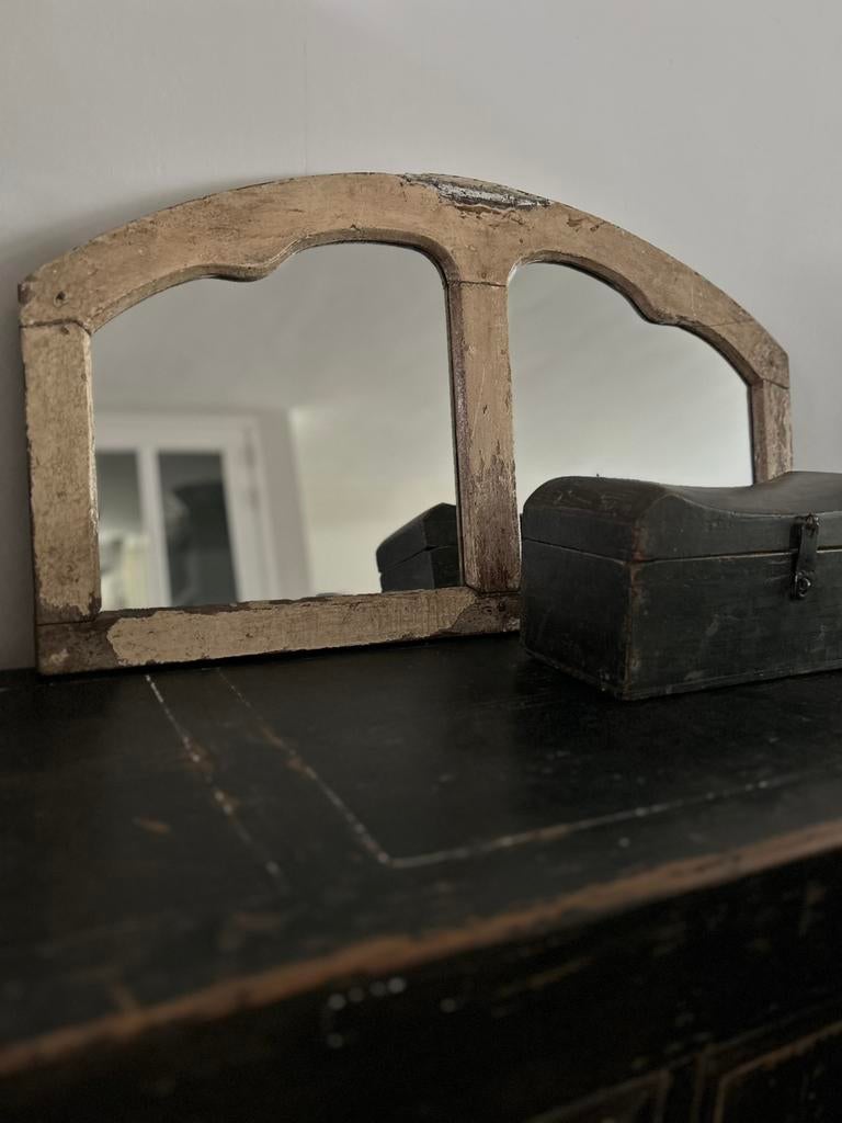 Oud raamkozijn met spiegel india oosters sober sleets, Antiek en Kunst, Ophalen
