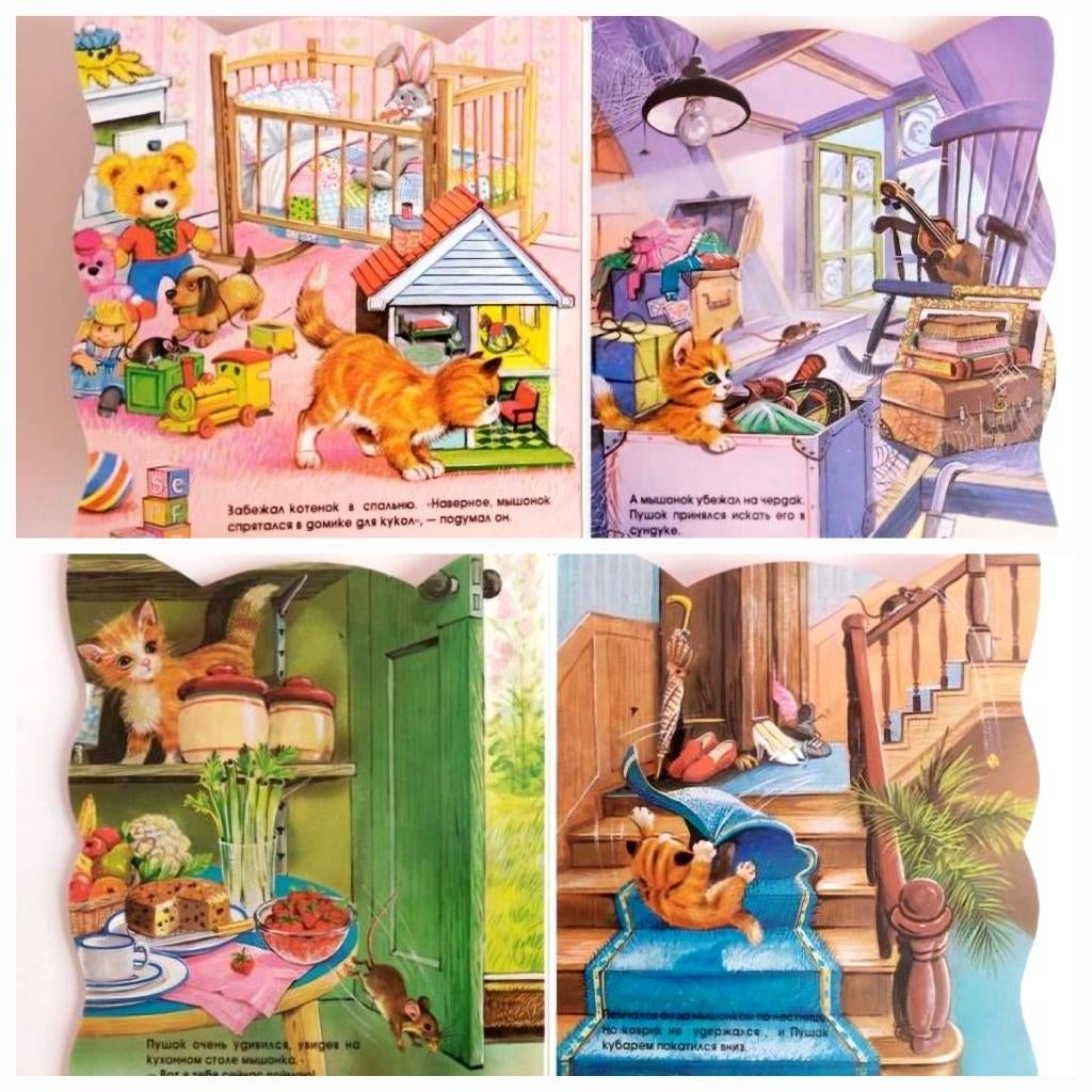 Boek prentenboek Russisch Poes en Muis (Pushok i Myshonok), Boeken, Ophalen of Verzenden, Zo goed als nieuw, 2 tot 3 jaar
