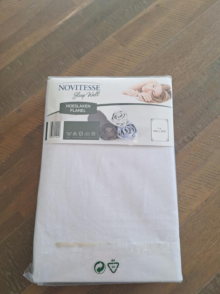 Novitesse Hoeslaken Flanel 140x200 Wit, Ophalen of Verzenden