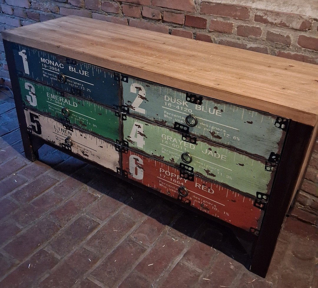 Industrieel ladekastje van Xenos - 120x64x40 cm, Huis en Inrichting, Overige houtsoorten, Gebruikt, 100 tot 150 cm, 5 laden of meer
