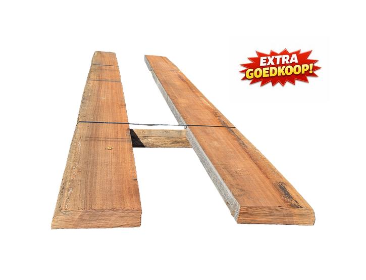 2 Hardhouten balken 8.0x33.0 cm - Extra goedkoop - nr: HB97