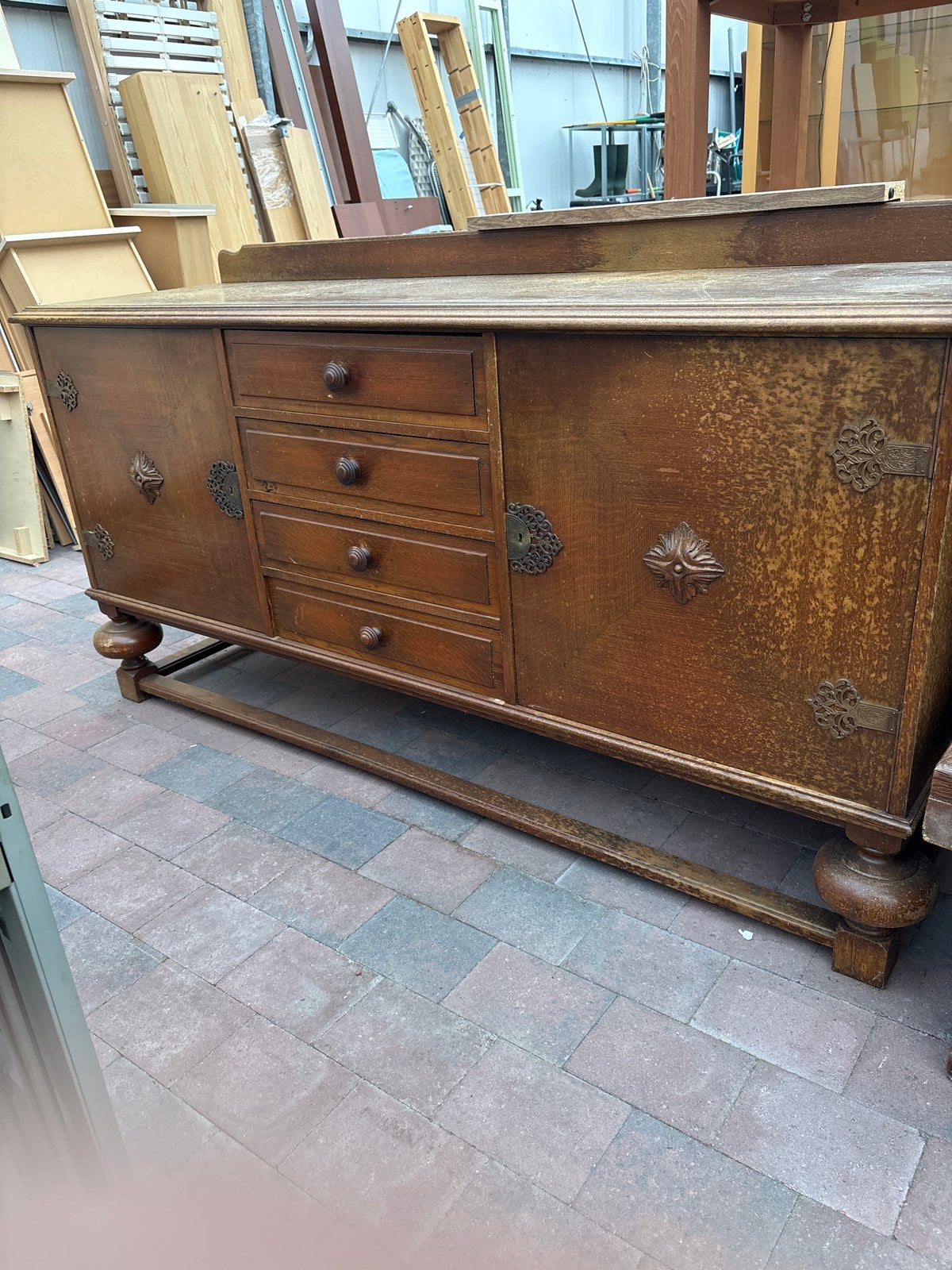 Antiek houten dressoir met lades en deuren, Ophalen of Verzenden