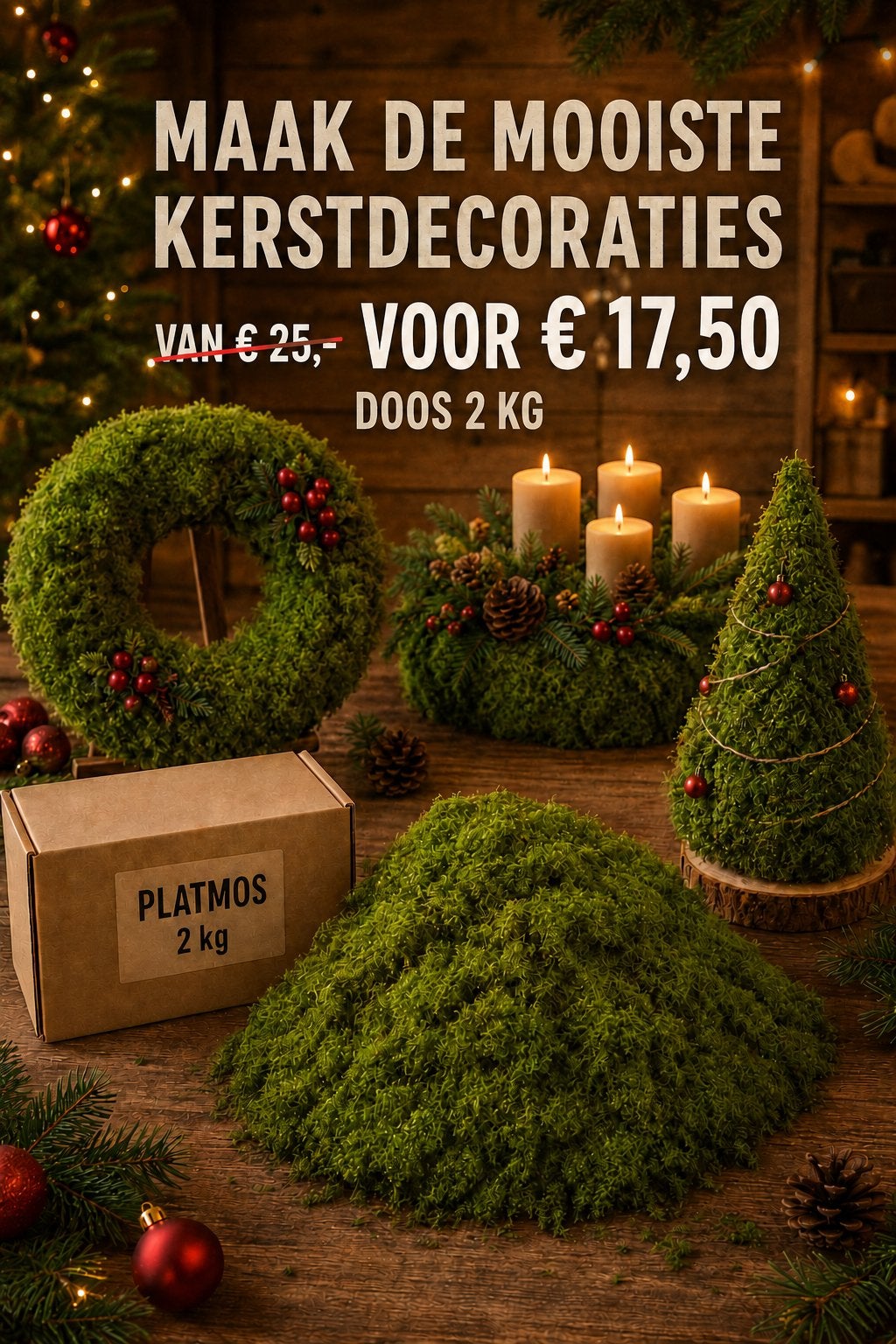 Kerstdecoraties maken met mos, Ophalen of Verzenden, Zo goed als nieuw