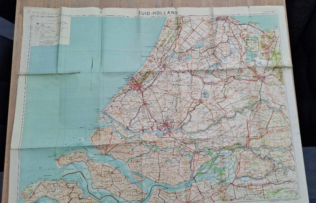 Oude landkaart Zuid-Holland, Boeken, Atlassen en Landkaarten, Gelezen, Ophalen of Verzenden, Landkaart, 1800 tot 2000