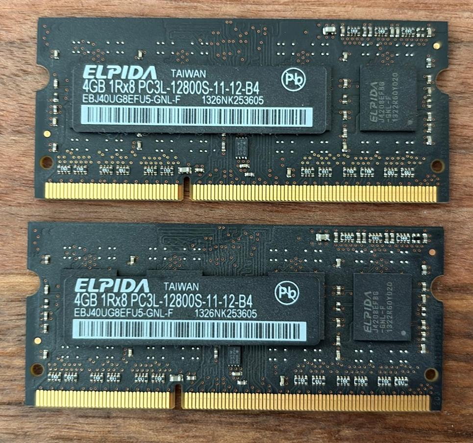 2x 4GB SO-DIMM PC3L-12800 RAM geheugen, Computers en Software, RAM geheugen, Ophalen of Verzenden, Zo goed als nieuw, DDR3, Laptop