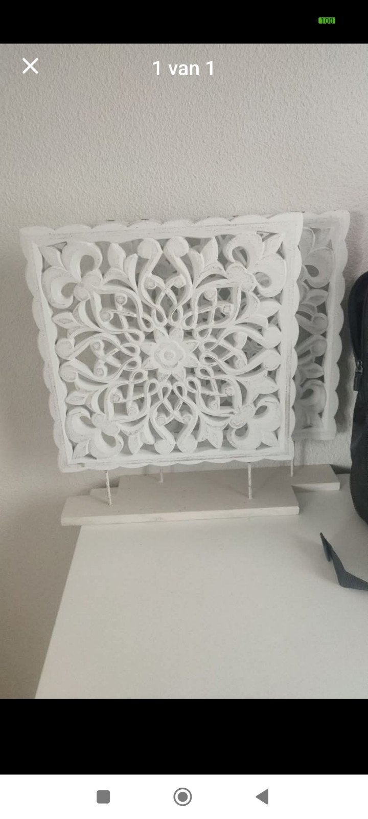 Witte decoratieve wandpanelen met houtsnijwerk, Huis en Inrichting, Gebruikt, Oosters, Hout, Ophalen of Verzenden
