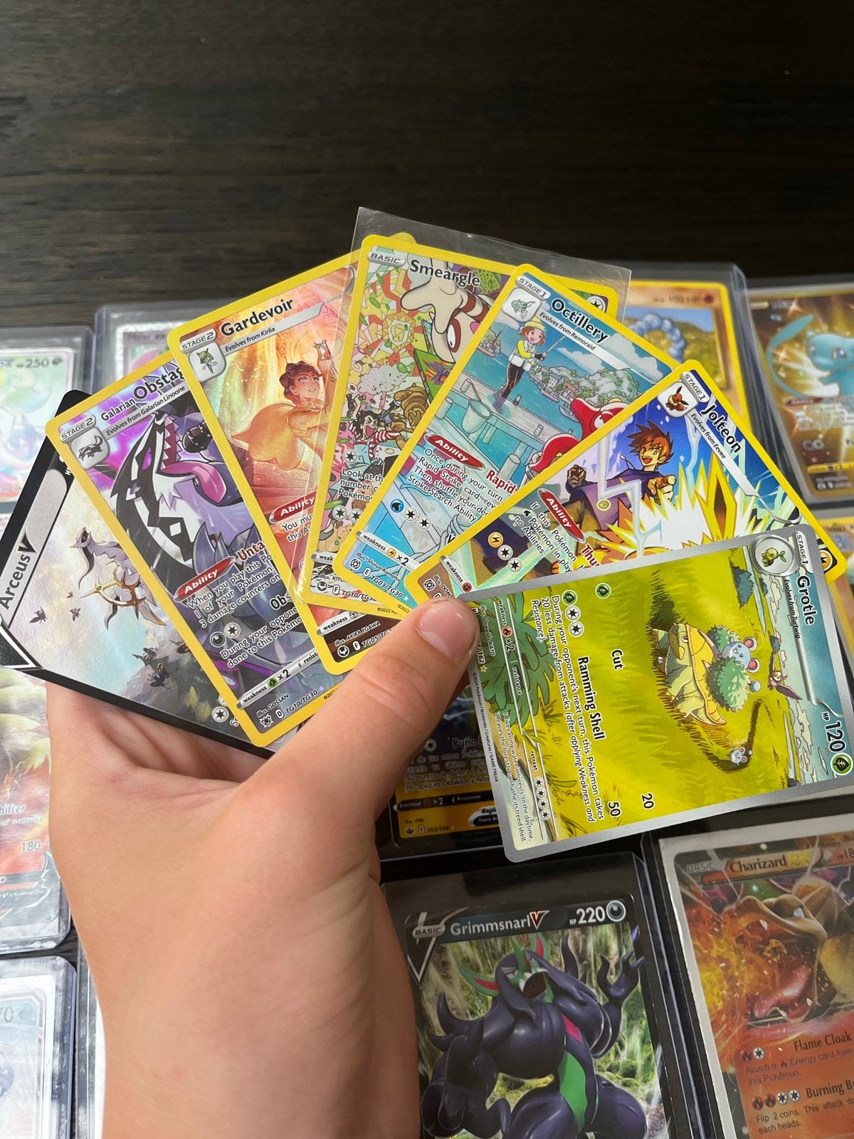 Pokémon Kaarten Collectie: Zeldzame en Glanzende Kaarten, Ophalen of Verzenden, Zo goed als nieuw, Meerdere kaarten, Foil