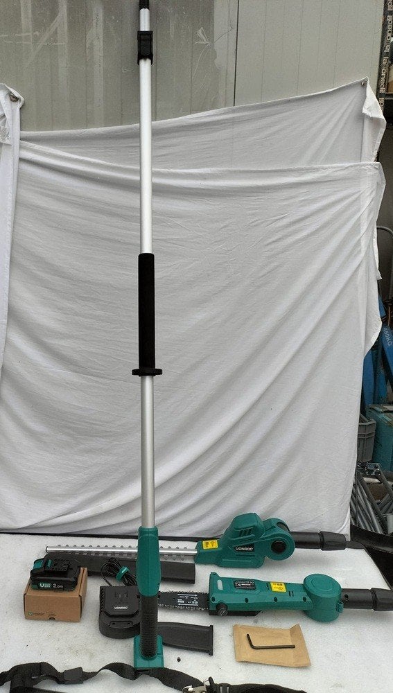 Vonroc telescopische accu heggenschaar met kettingzaag, Tuin en Terras, Heggenscharen, Ophalen, Nieuw, Accu, VONROC